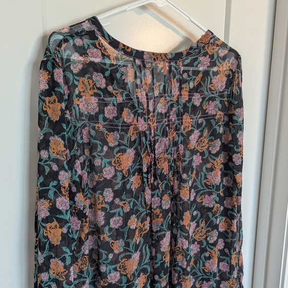 Free People Black See It Through Maxi Dress sz L **no slip included** - Picture 7 of 7